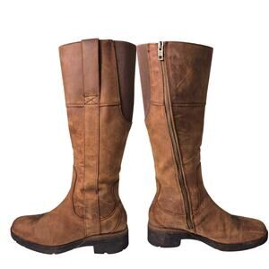 Timberland Brown Leather Side Zip Graceyn Tall Boots Women's 9